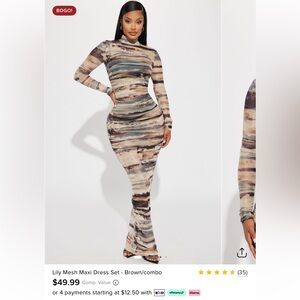 Lily mesh long sleeve maxi dress